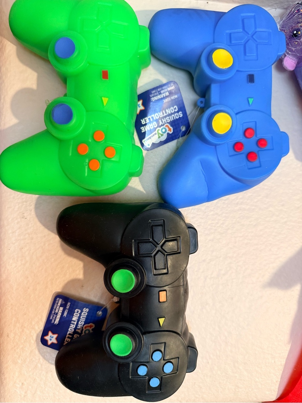 Squishy Multicolor Wireless Game Controller Set - Green Blue Black. ALL 3